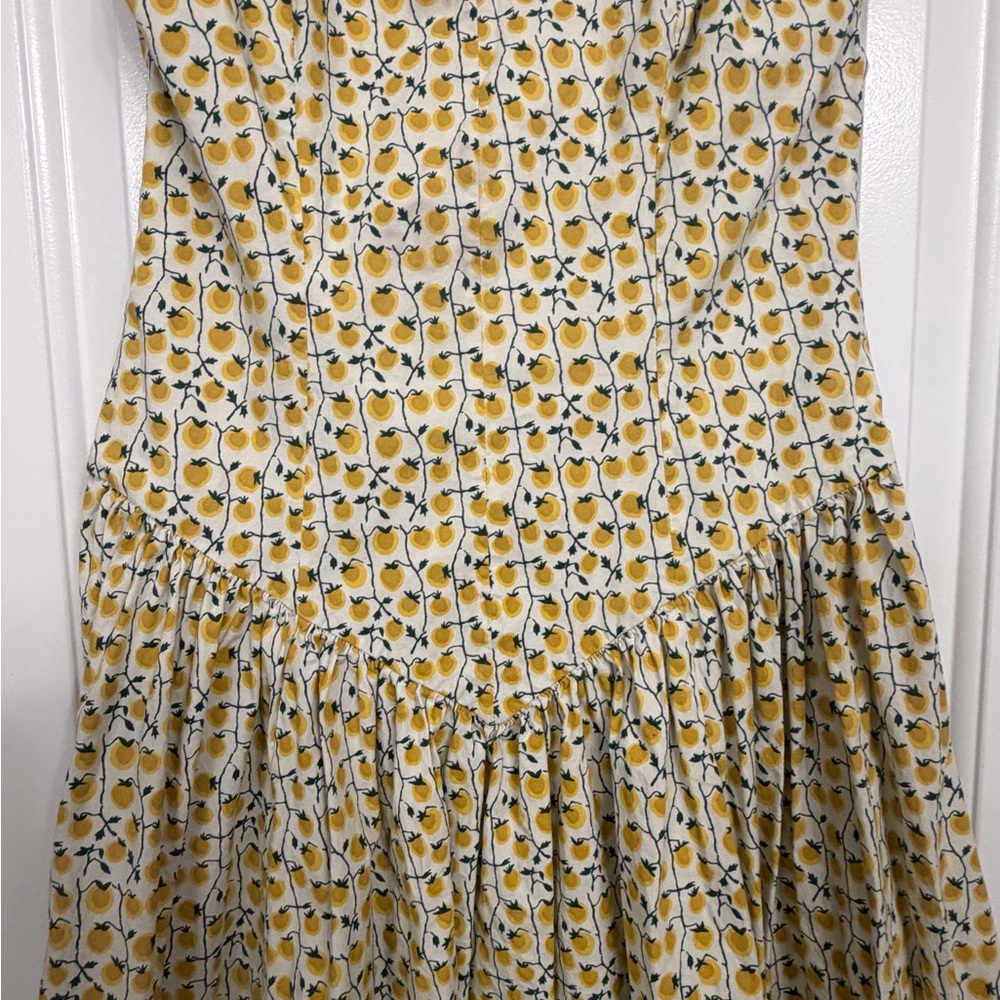 Staud Dena Yellow Lemon Print Maxi Dress - Size 10 - Picture 5 of 10